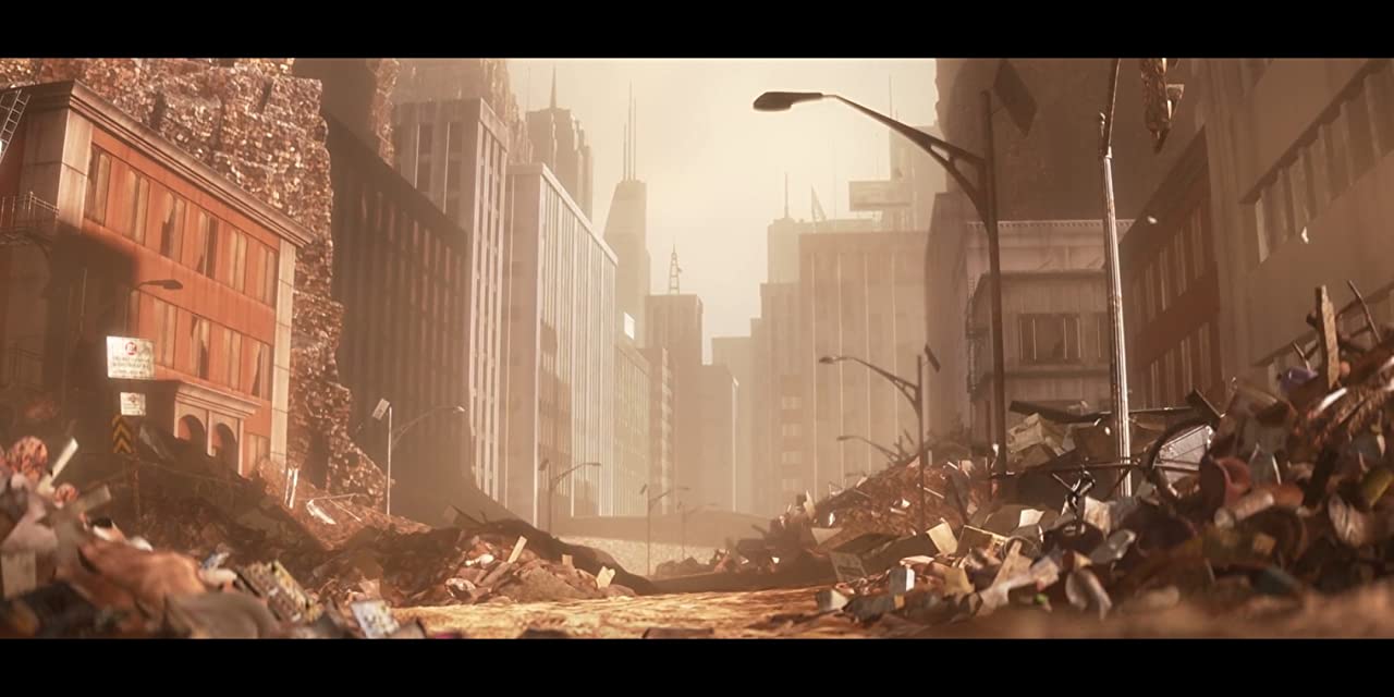 На фоне постапокалиптического города в фильме «WALL-E», трубчатые опоры напоминают о былой жизни и свете